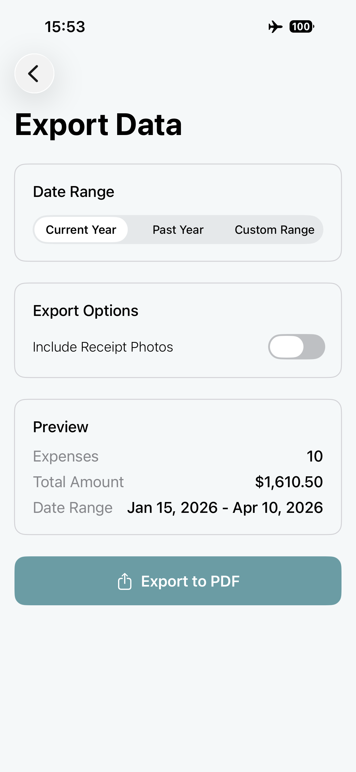 HSA Vault Export PDF screen